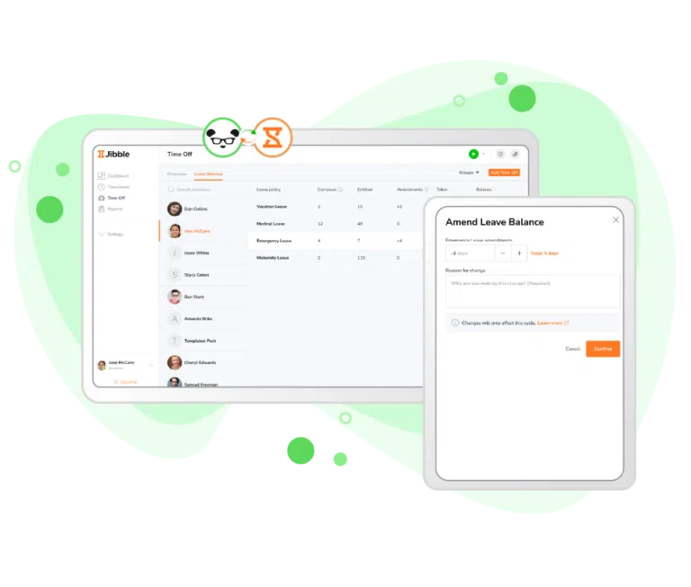 Adjusting leave balance