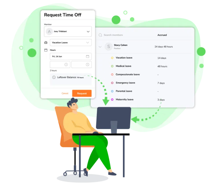 Employees requesting time off on a desktop