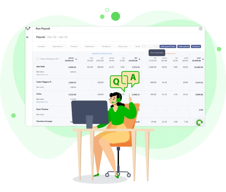 Customer support helping with payroll enquiries
